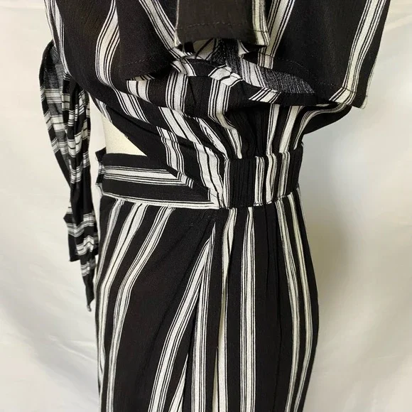 Promesa Women's Midi Dress Size Small Striped Tie Top Button Skirt Sundress - Picture 5 of 12